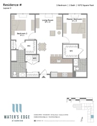 2 Bedroom 2 Bathroom Floor Plan at Water's Edge, New Jersey