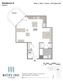 Layout G-T 0 Bed 1 Bath Floor Plan at Water's Edge, Harrison, New Jersey