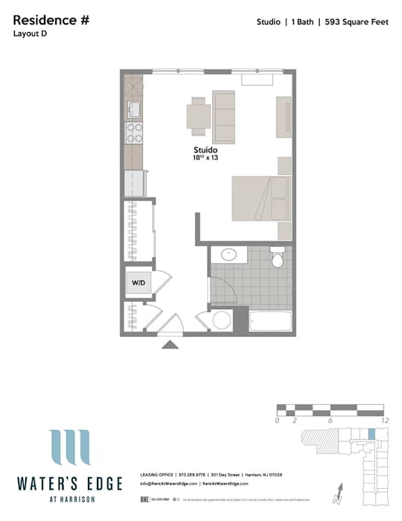 Layout D 0 Bed 1 Bath Floor Plan at Water's Edge, New Jersey