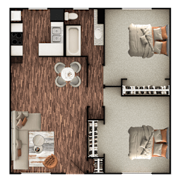  Floor Plan Two Bedroom One Bath