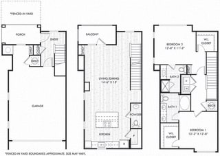 Martin + Yard. 2 bedroom townhome. Kitchen with island open to living/dinning room. 2 full bathrooms + powder room, double vanity in master. Walk-in closets. patio open to yard. Attached garage.