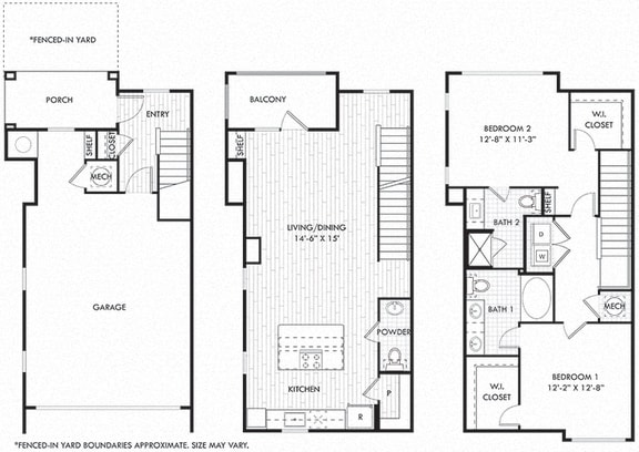 Martin + Yard. 2 bedroom townhome. Kitchen with island open to living/dinning room. 2 full bathrooms + powder room, double vanity in master. Walk-in closets. patio open to yard. Attached garage.