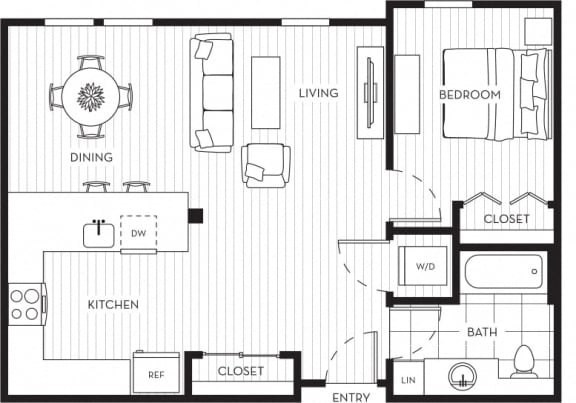 Lux Apartments Floor Plan One Bedroom One Bathroom F