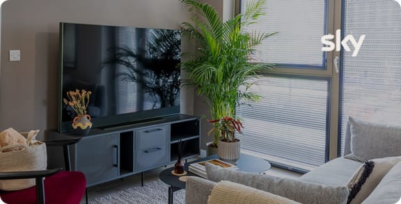 a living room with a couch and a television