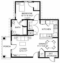  Floor Plan 1 Bedroom