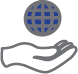 a hand holding a blue ball with a hand grip