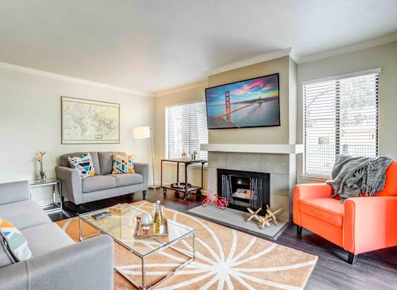 Spacious living room with lots of natural light