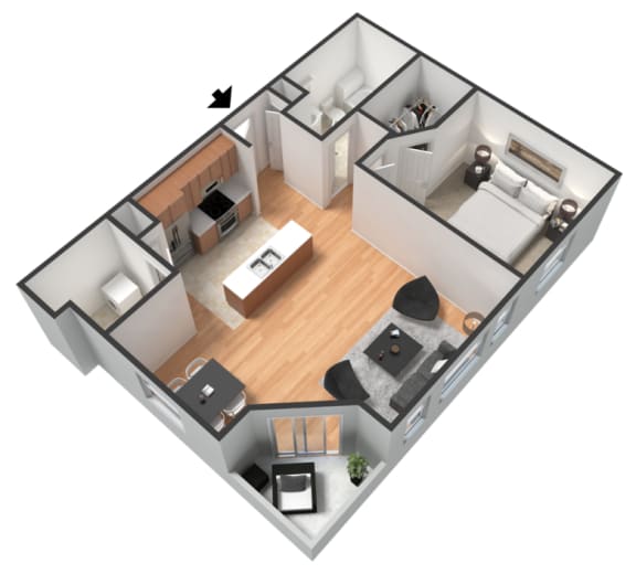1 Bedroom 1 Bath Floor Plan at The Boot Ranch Apartments, Palm Harbor, 34685