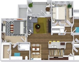 3D Coronado. 2 bedroom apartment. Kitchen with bartop open to living/dinning rooms. 2 full bathrooms. Walk-in closet. Patio/balcony.