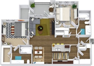 3D Coronado. 2 bedroom apartment. Kitchen with bartop open to living/dinning rooms. 2 full bathrooms. Walk-in closet. Patio/balcony.