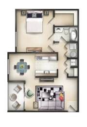 1 Bedroom Manor Colonial Floor plan at The Residences at the Manor Apartments, Maryland, 21702