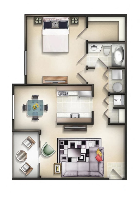 Floor Plan  1 Bedroom Manor Colonial Floor plan at The Residences at the Manor Apartments, Maryland, 21702