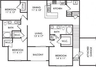 Chelsea. 3 bedroom apartment. 1st floor entry. Kitchen with bartop open to living/dinning rooms. 2 full bathroom, double vanities. Walk-in closets. Patio/balcony.