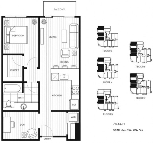 Floor Plan  1x1+D C