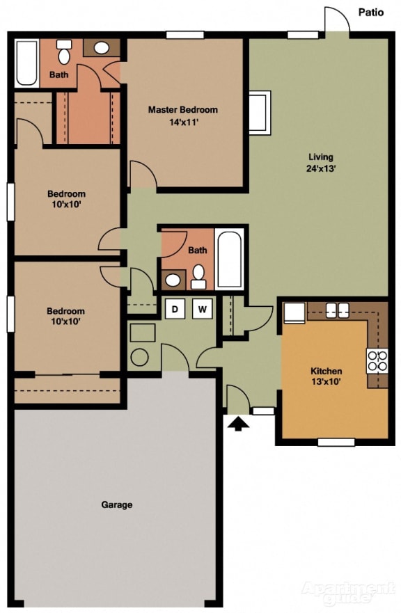 Shawnee Duplex 3 Bed 2 Bath Floor Plan Shawnee Duplex 3 Bed 2 Bath 1,224 Sq.Ft. Floor Plan at Shenandoah Properties, Indiana