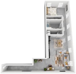 1 Bedroom Floor Plan | Highland Mill Lofts Charlotte NC