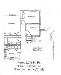  Floor Plan 3 Bedroom 1 Bath