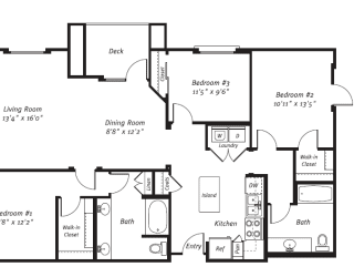 3 Bed 2 Bath Plan A at Apex Mission Valley, San Diego, California