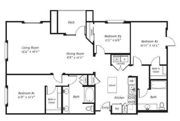 3 Bed 2 Bath Plan A at Apex Mission Valley, San Diego, California