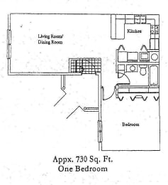  Floor Plan 1 Bedroom  1 Bath