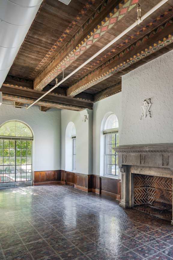 Room with a fireplace at The Landing Apartments, Dayton, OH