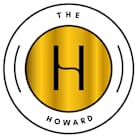 a yellow and white logo with the letter h in the middle