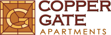the logo for the cooper gate apartments on a white background