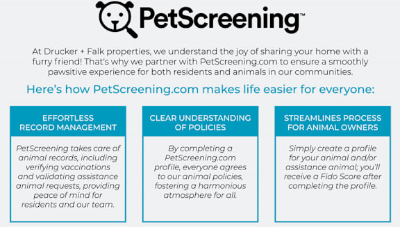 A poster explaining how PetScreening.com makes life easier for everyone.