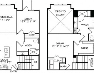 The Pleasant Ridge Loft. 1 bedroom apartment + study. Kitchen with island open to living/dinning room. 2 full bathrooms with shower stalls, double vanity in master. Walk-in closets. Patio.