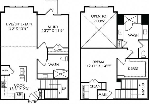 The Pleasant Ridge Loft. 1 bedroom apartment + study. Kitchen with island open to living/dinning room. 2 full bathrooms with shower stalls, double vanity in master. Walk-in closets. Patio.