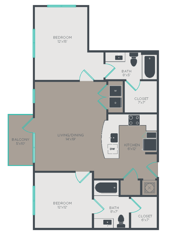 B1-M1 Floor Plan at Link Apartments® Glenwood South, Raleigh, North Carolina