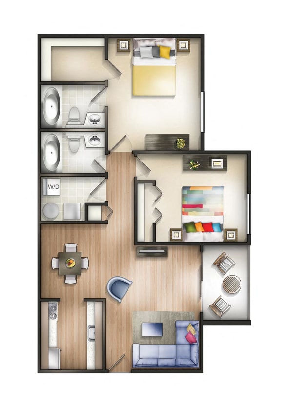 Floor Plan  2 Bed 2 Bath Manor Monroe Floor plan at The Residences at the Manor Apartments, Maryland
