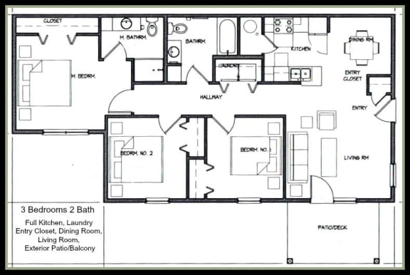 Floor Plan  3 Bedroom - 2 Bath