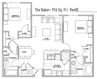  Floor Plan 2 Bedroom (The Baker)