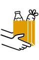 a hand holding a yellow box with a gift on it
