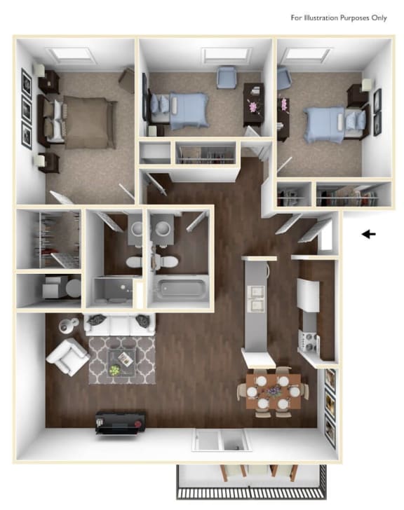 3 bedroom apartment floor plan