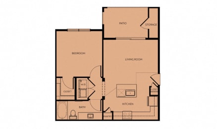 A1 One Bedroom Floor Plan at Eastridge Apartments