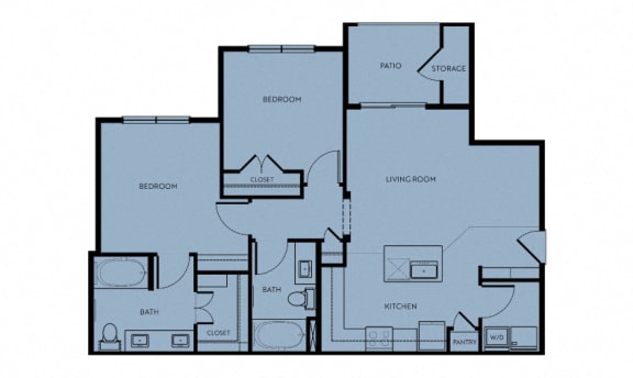 B1-Nueces Two Bedroom Floor Plan at Eastridge Apartments 78617