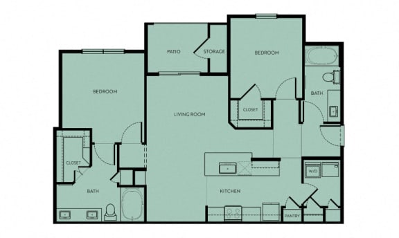 B2-Blanco Two Bedroom Apartment at Eastridge in Austin, Texas