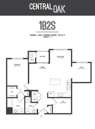  Floor Plan 1 Bedroom 2 Baths with 2 Den Apartment Home
