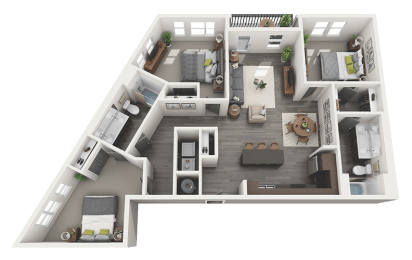 Floor Plan  3 Bedroom 2 Bath - 1359 sq. ft.