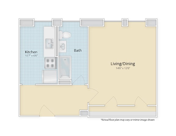 Studio with Foyer at Cathedral Mansions in Woodley Park