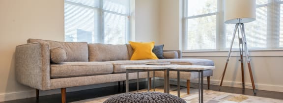 Living Room with Couch at The Elm at Island Creek Village, Duxbury
