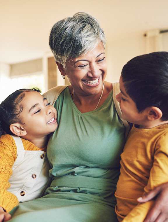 Grandmother and grandchildren at Union at Rivers Edge, Des Moines, IA