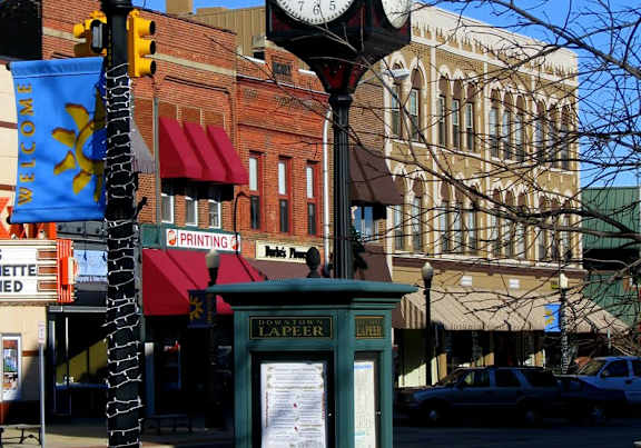a building with a large neon sign on the front of it