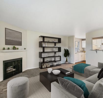 a living room with a couch and a coffee table at Capitol Crossing, Olympia, 98501