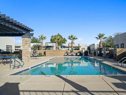 the swimming pool at our apartments in palm springs