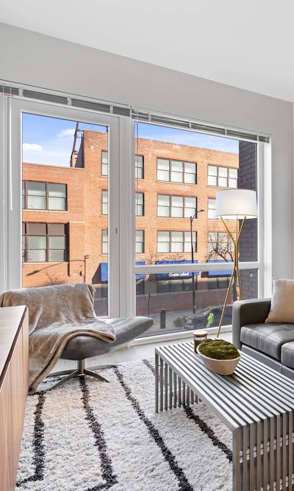 Gorgeous Living Room at 23rd Place Apartments, Chicago, Illinois