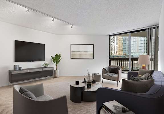 Modern Living Room at Asbury Plaza, Chicago, Illinois