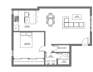 Floor Plan 1 Bed 1 Bath